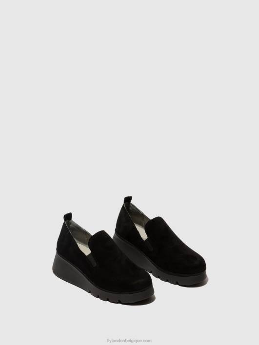 chaussures à enfiler pece406 Fly London femmes daim noir 0FBB665