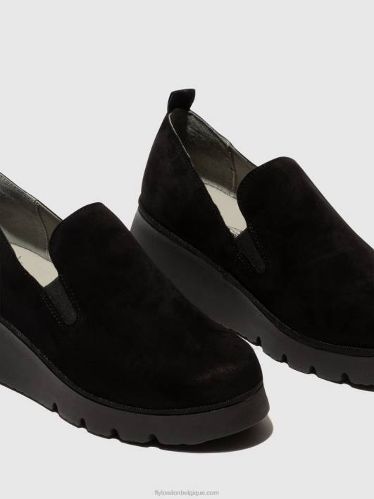 chaussures à enfiler pece406 Fly London femmes daim noir 0FBB665