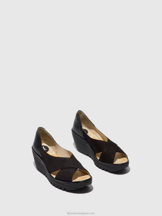 sandales à bout ouvert yoma307 Fly London femmes cupido/mousse noir 0FBB597