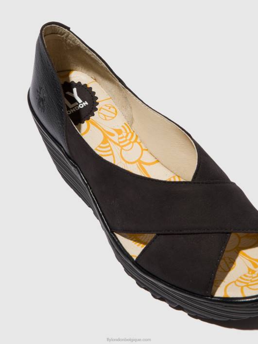 sandales à bout ouvert yoma307 Fly London femmes cupido/mousse noir 0FBB597