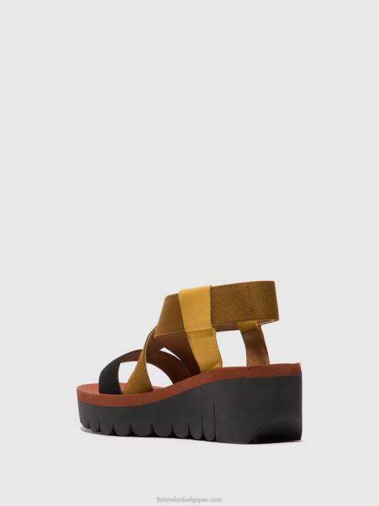 sandales à bride arrière yabi922 Fly London femmes bourdon/chameau/noir 0FBB446