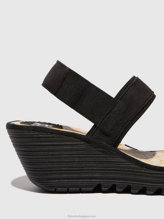 sandales à bride arrière yaco416 Fly London femmes noir 0FBB437