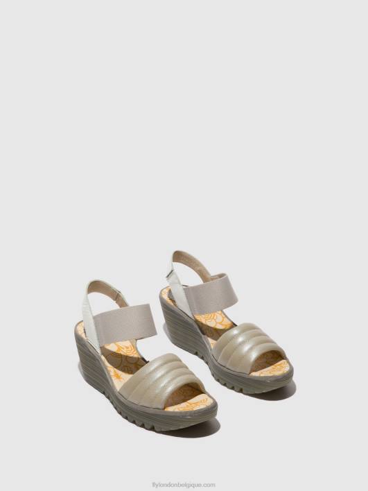 sandales à bride arrière yiko414 Fly London femmes argent/blanc cassé 0FBB435