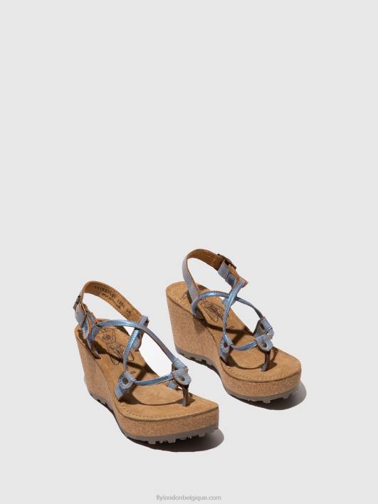 sandales à bride en T Fly London femmes bleu 0FBB520