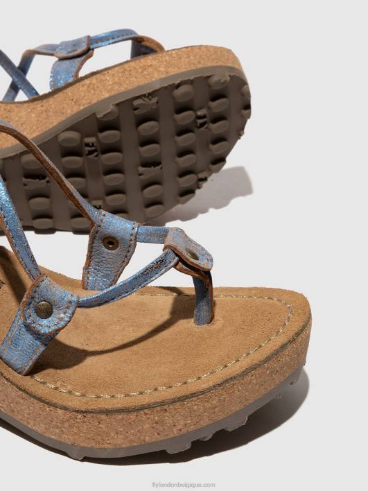 sandales à bride en T Fly London femmes bleu 0FBB520