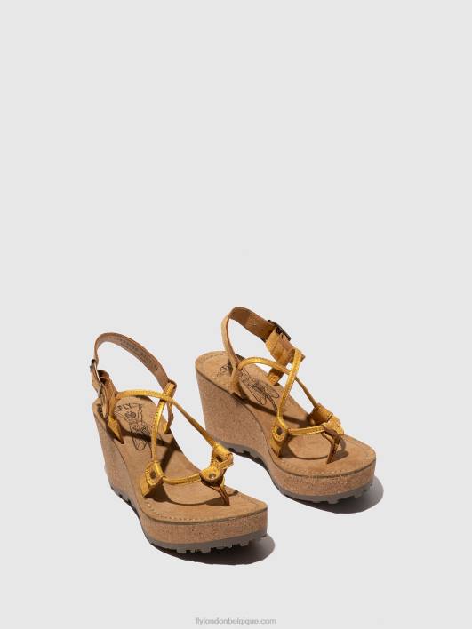 sandales à bride en T Fly London femmes jaune 0FBB519