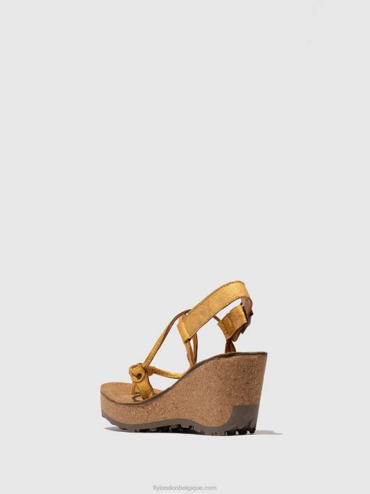 sandales à bride en T Fly London femmes jaune 0FBB519