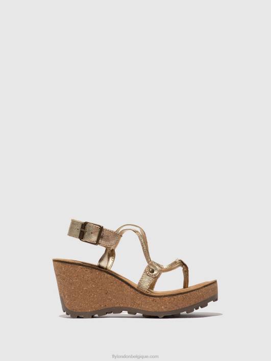 sandales à bride en T Fly London femmes or 0FBB521