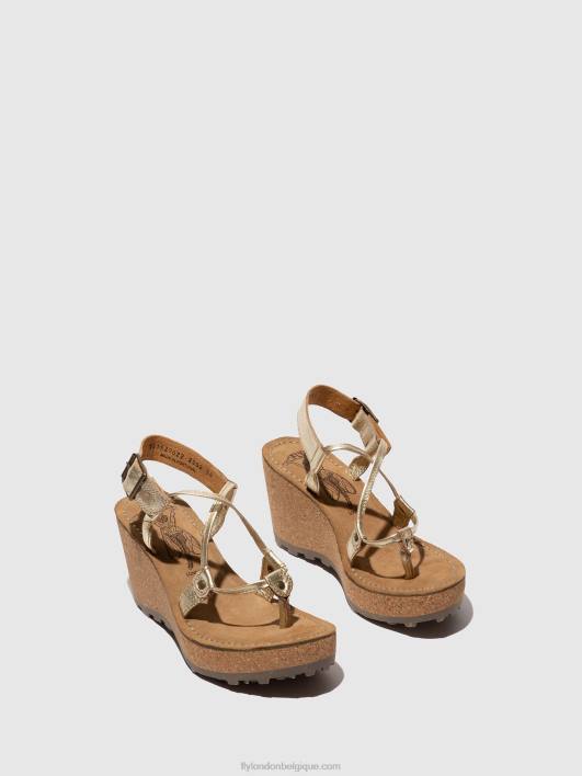 sandales à bride en T Fly London femmes or 0FBB521