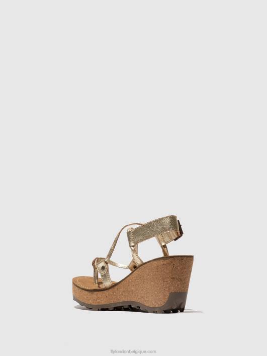 sandales à bride en T Fly London femmes or 0FBB521