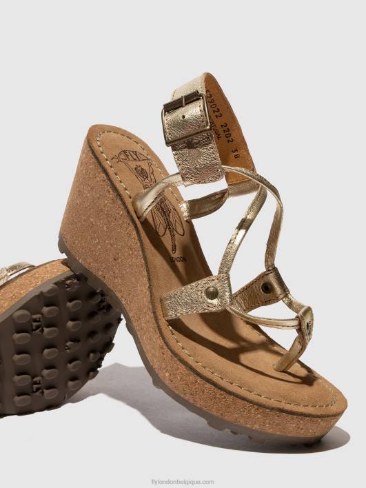 sandales à bride en T Fly London femmes or 0FBB521