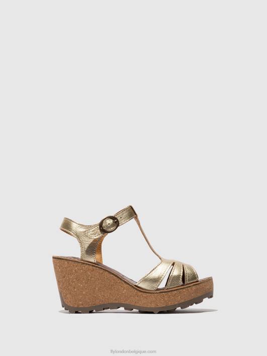 sandales à bride en T Fly London femmes or 0FBB524