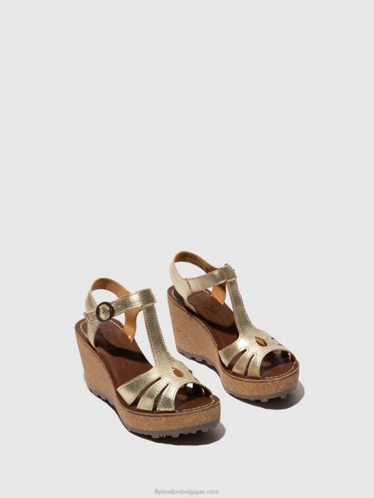 sandales à bride en T Fly London femmes or 0FBB524