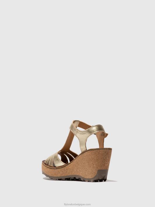 sandales à bride en T Fly London femmes or 0FBB524