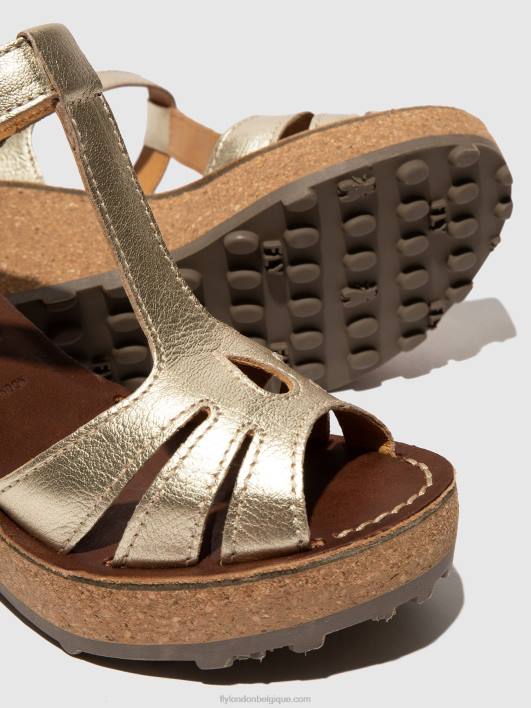 sandales à bride en T Fly London femmes or 0FBB524