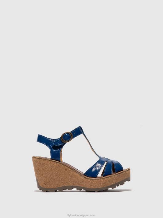 sandales à bride en T Fly London femmes or bleu 0FBB522