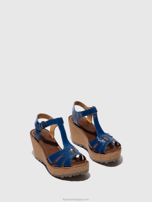 sandales à bride en T Fly London femmes or bleu 0FBB522