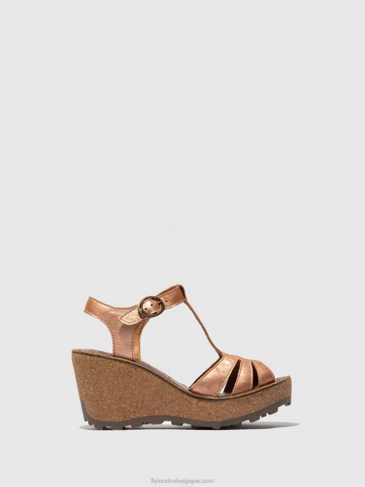 sandales à bride en T Fly London femmes or blush or 0FBB523