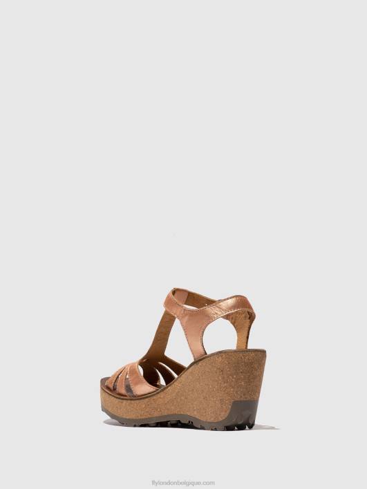 sandales à bride en T Fly London femmes or blush or 0FBB523