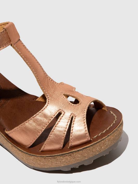 sandales à bride en T Fly London femmes or blush or 0FBB523