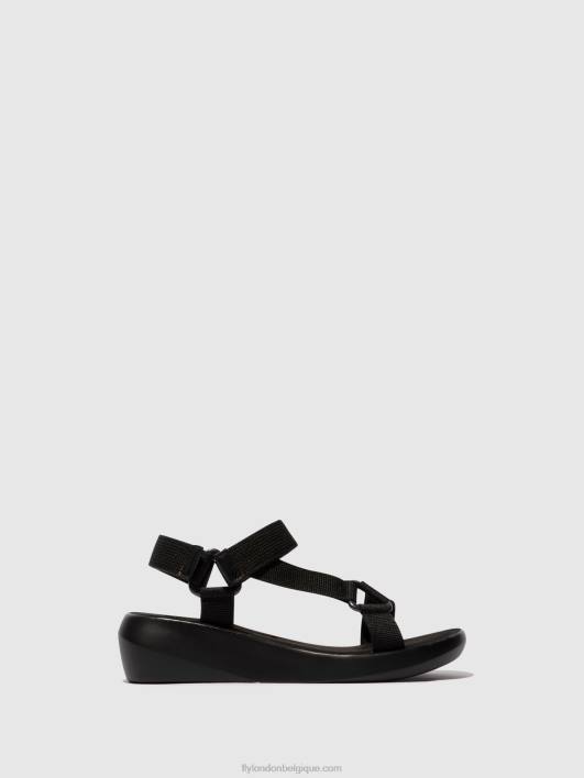 sandales à bride en T brek840 Fly London femmes noir 0FBB581