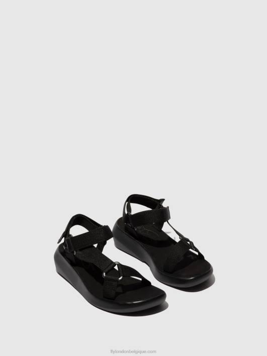 sandales à bride en T brek840 Fly London femmes noir 0FBB581