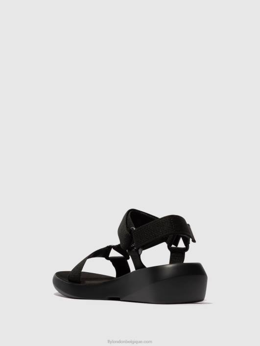 sandales à bride en T brek840 Fly London femmes noir 0FBB581
