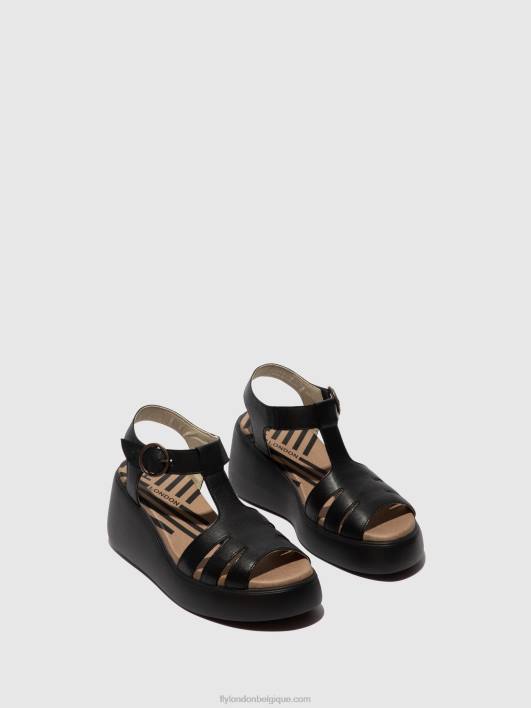 sandales à bride en T duma955 Fly London femmes noir 0FBB413