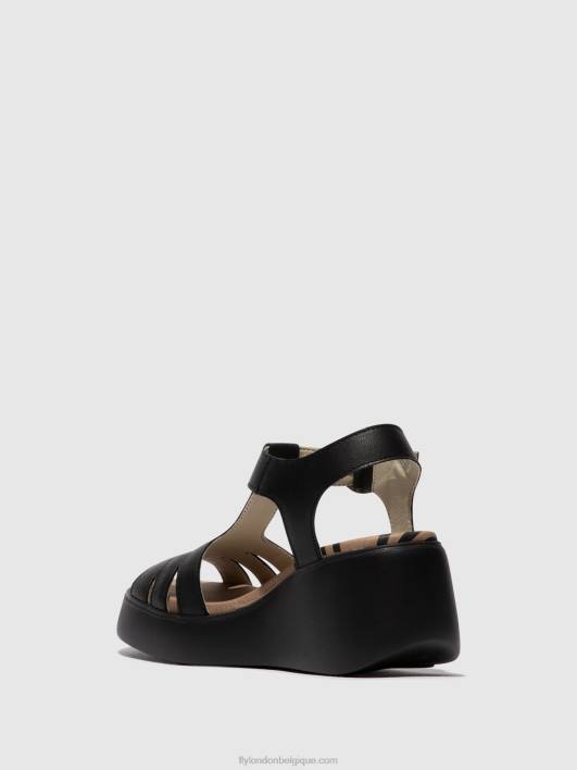 sandales à bride en T duma955 Fly London femmes noir 0FBB413