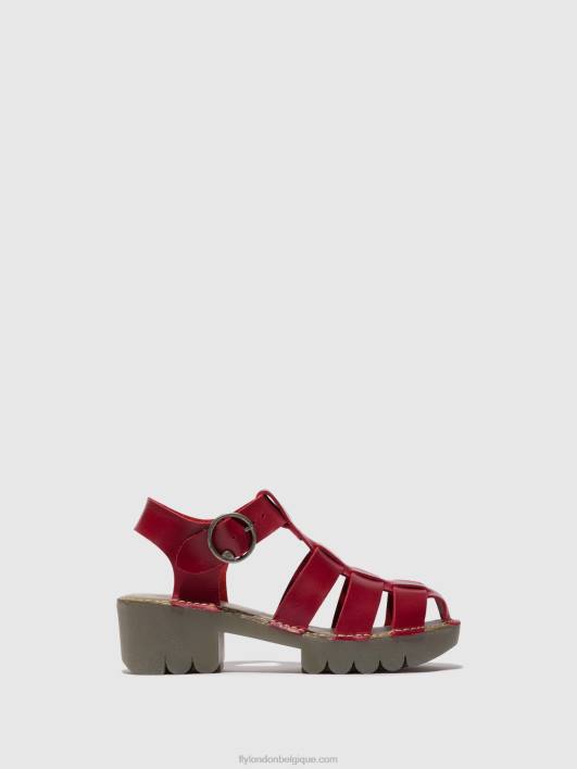 sandales à bride en T emme511 Fly London femmes rouge 0FBB416