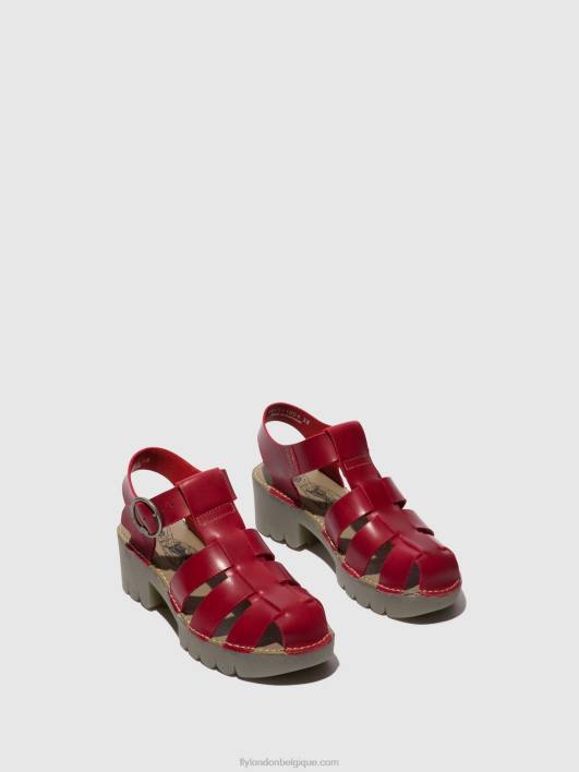 sandales à bride en T emme511 Fly London femmes rouge 0FBB416