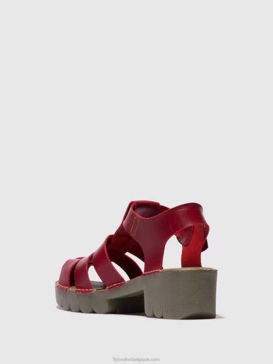 sandales à bride en T emme511 Fly London femmes rouge 0FBB416