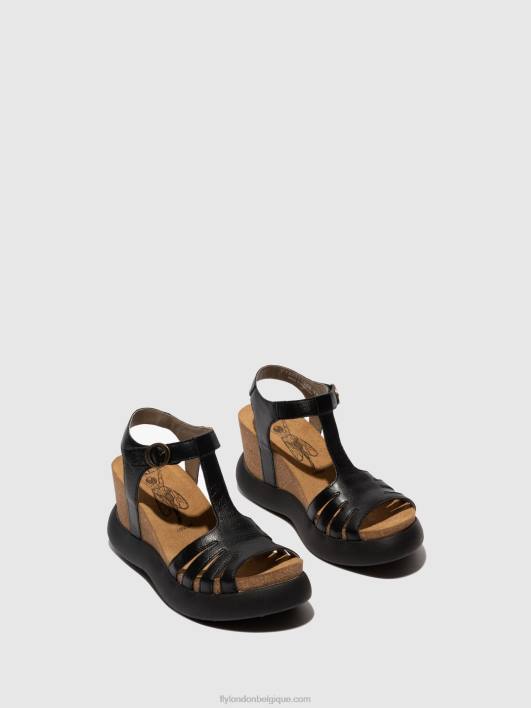 sandales à bride en T gait959 Fly London femmes noir 0FBB408
