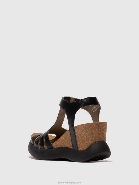 sandales à bride en T gait959 Fly London femmes noir 0FBB408