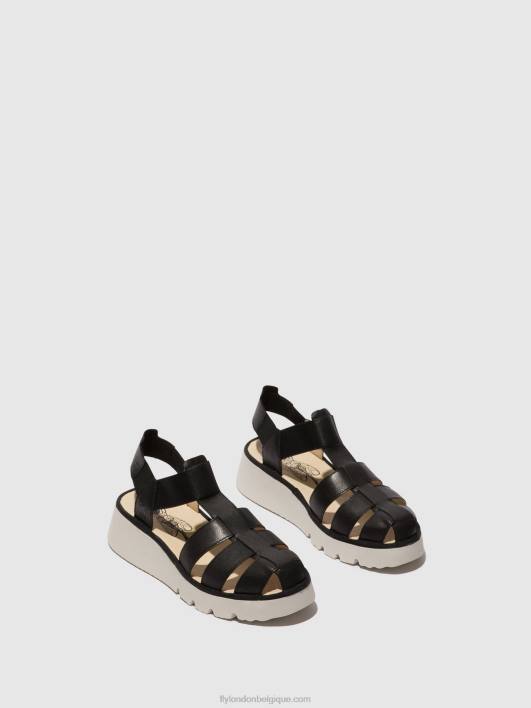 sandales à bride en T pefi429 Fly London femmes noir 0FBB404