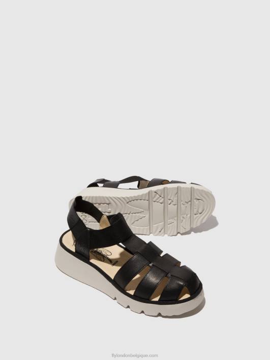 sandales à bride en T pefi429 Fly London femmes noir 0FBB404