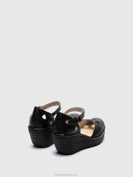 sandales compensées yuna Fly London femmes noir 0FBB616