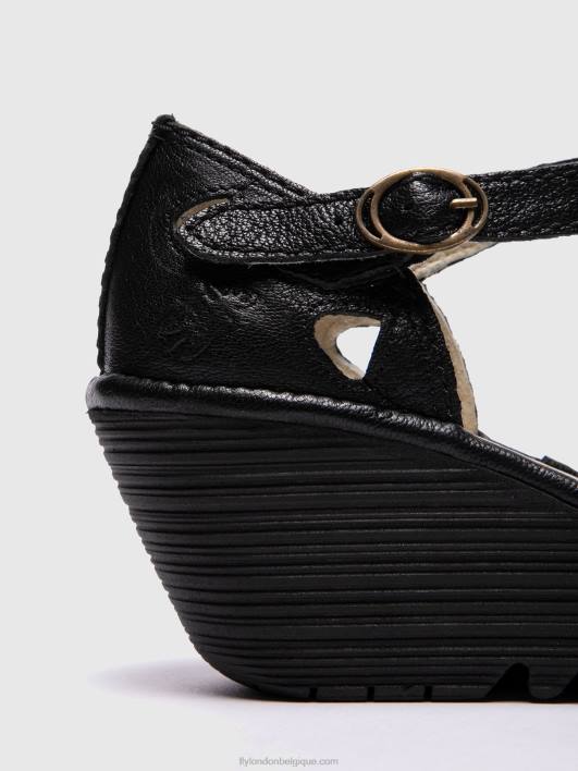 sandales compensées yuna Fly London femmes noir 0FBB616