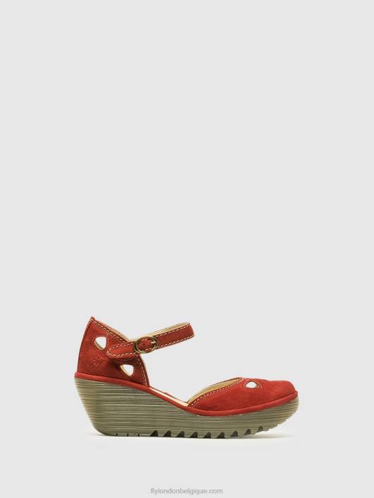 sandales compensées yuna Fly London femmes rouge à lèvres rouge 0FBB617