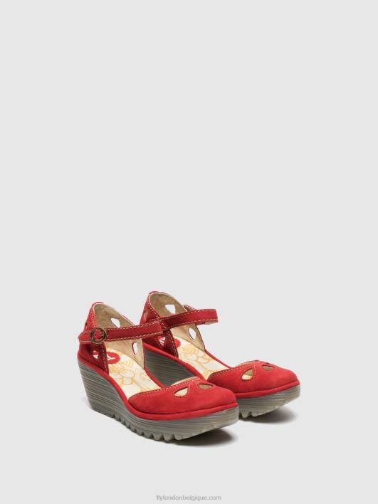 sandales compensées yuna Fly London femmes rouge à lèvres rouge 0FBB617