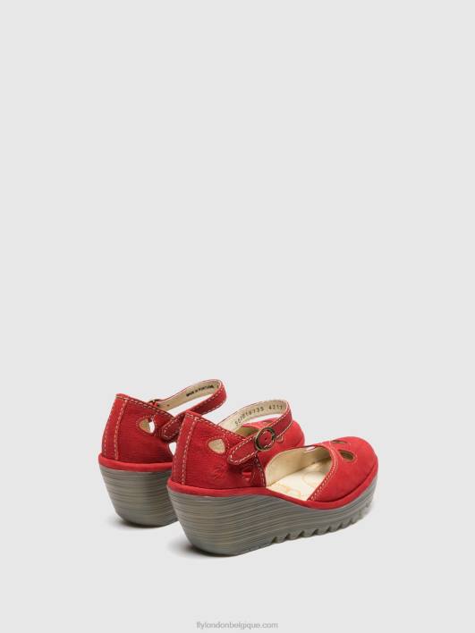 sandales compensées yuna Fly London femmes rouge à lèvres rouge 0FBB617