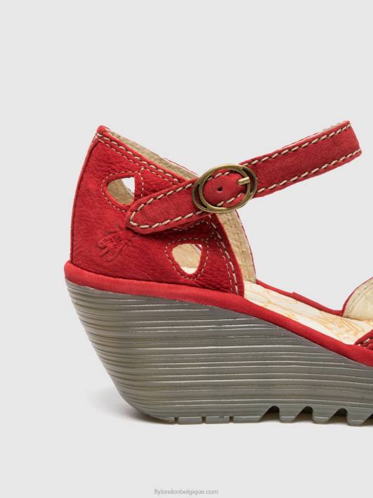 sandales compensées yuna Fly London femmes rouge à lèvres rouge 0FBB617