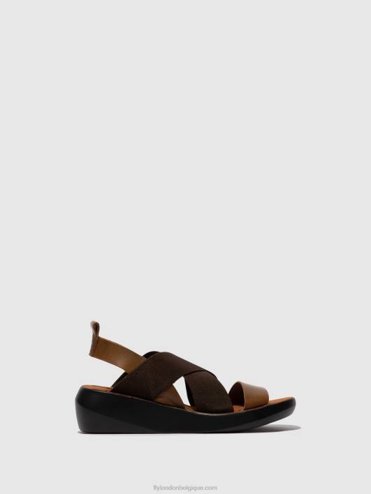 sandales croisées baji848 Fly London femmes chameau 0FBB594
