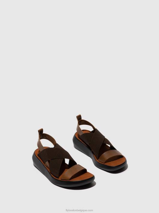 sandales croisées baji848 Fly London femmes chameau 0FBB594