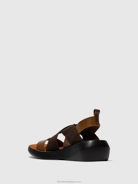 sandales croisées baji848 Fly London femmes chameau 0FBB594