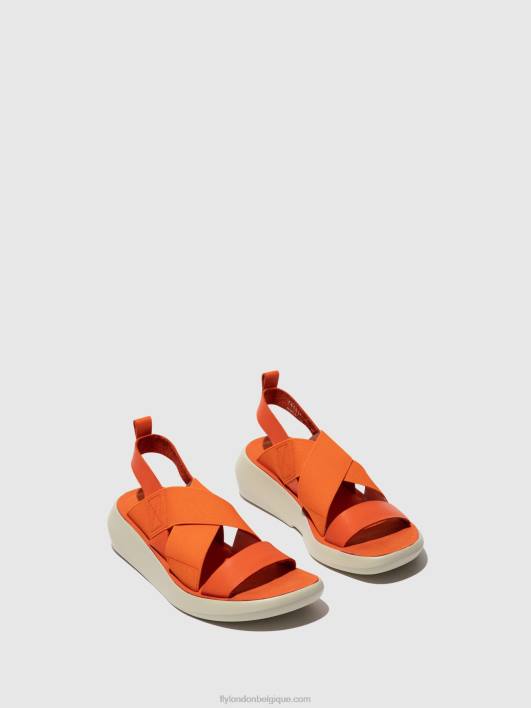 sandales croisées baji848 Fly London femmes corail 0FBB590