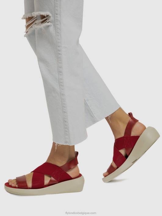 sandales croisées baji848 Fly London femmes rouge 0FBB591