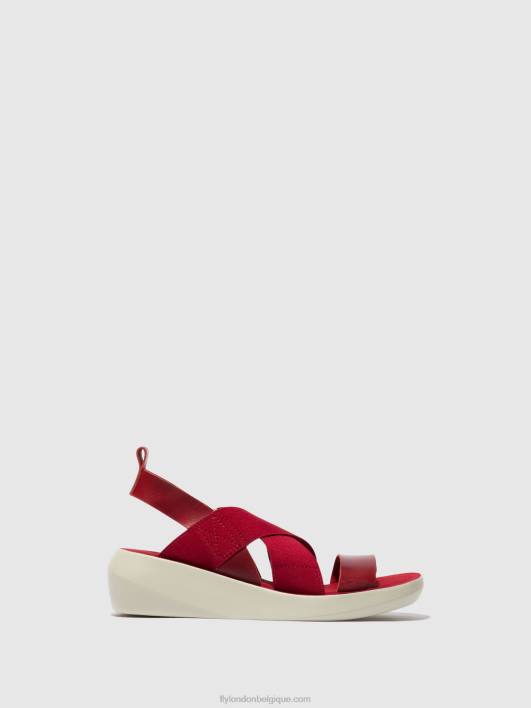 sandales croisées baji848 Fly London femmes rouge 0FBB591