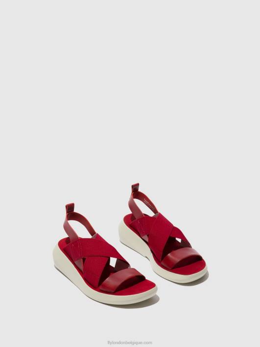 sandales croisées baji848 Fly London femmes rouge 0FBB591