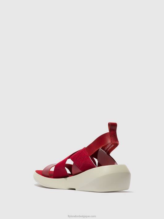 sandales croisées baji848 Fly London femmes rouge 0FBB591